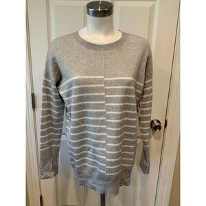 Vince Light Gray & White Striped Wool Blend Sweater, Size XS